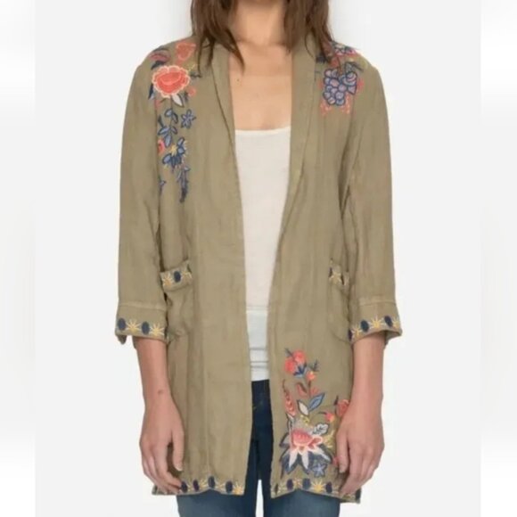 Johnny Was Tiwa  Embroidered Heavy Linen Coat - Picture 9 of 14